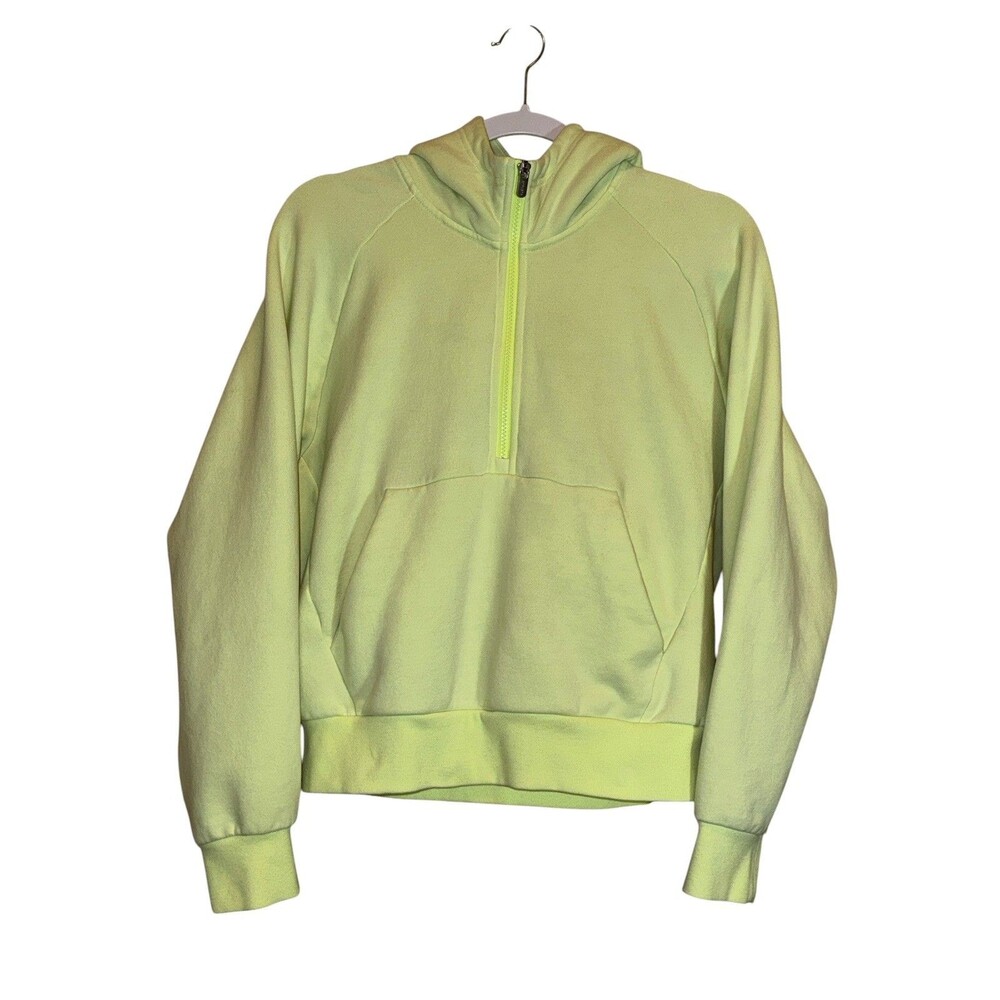 ATHLETA Forever Fleece 1/2 Zip Hoodie In Neon Green Medium Athleisure